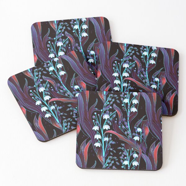 Item preview, Color Variation of Midnight Blooms: Lily of the Valley on Dark Canvas designed and sold by Iropagi.