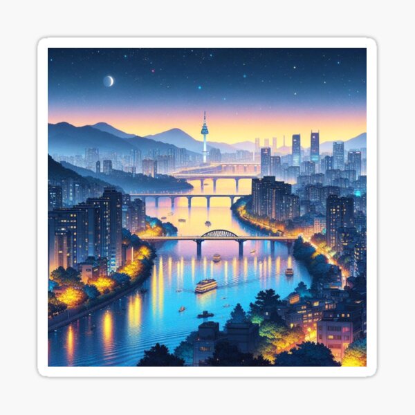 Han River in Seoul. Sticker