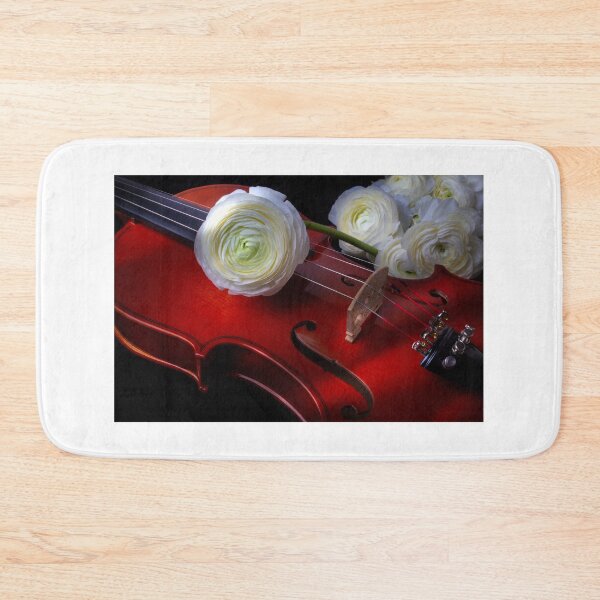 Item preview, White Ranunculus Flower On Violin designed and sold by Garry Gay.