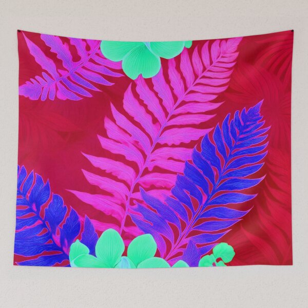 Item preview, Vibrant Reds - Tropical Fern Leaves Pattern Décor designed and sold by SassyArtistry.