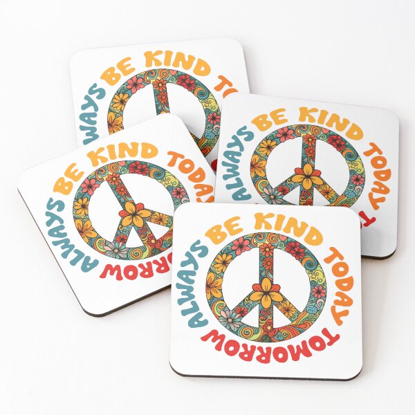 Item preview, Be Kind Be Kind Today Tomorrow Always Hippie Flowers Peace Signs designed and sold by GirlGlowGraphic.