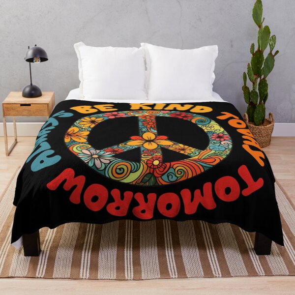 Item preview, Be Kind Be Kind Today Tomorrow Always Hippie Flowers Peace Signs designed and sold by GirlGlowGraphic.