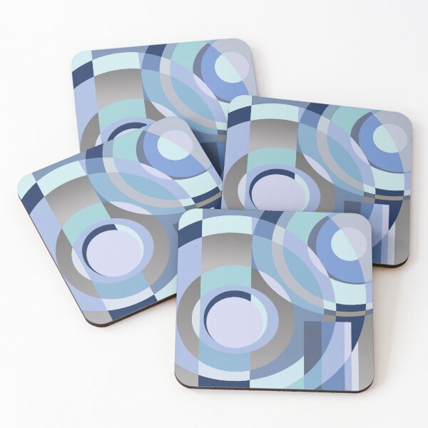 Item preview, Blue Circles Abstract MidCentury Modern Inspired designed and sold by Kizzydesign.