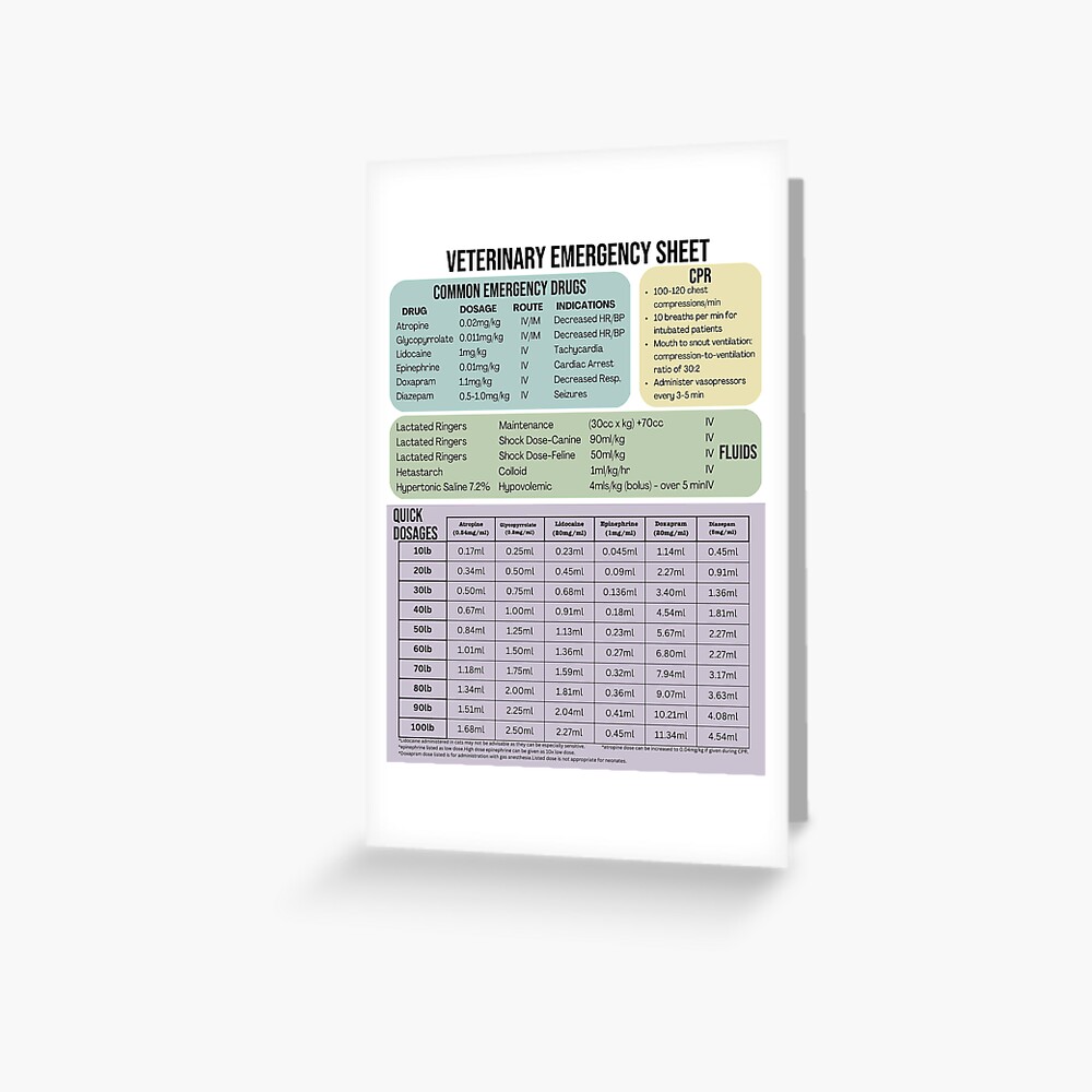 "Veterinary Emergency Drug Sheet " Sticker for Sale by Katherine Adwell