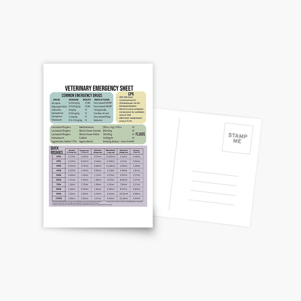 "Veterinary Emergency Drug Sheet " Sticker for Sale by Katherine Adwell