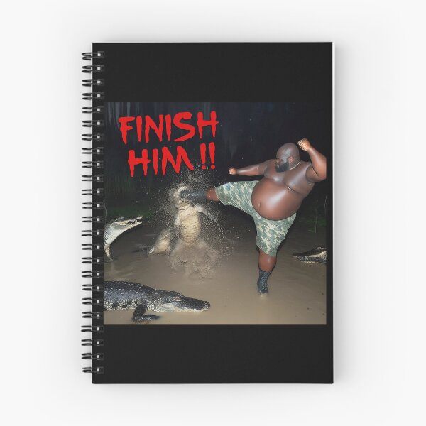 Item preview, Gumbo Slice Meme Black Man Kicking Alligator (Finish Him) designed and sold by fomodesigns.