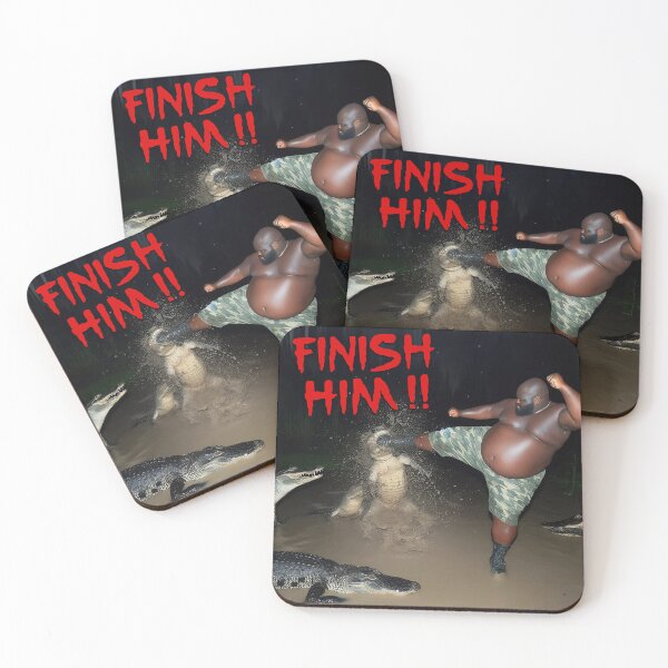 Item preview, Gumbo Slice Meme Black Man Kicking Alligator (Finish Him) designed and sold by fomodesigns.
