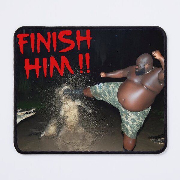 Item preview, Gumbo Slice Meme Black Man Kicking Alligator (Finish Him) designed and sold by fomodesigns.