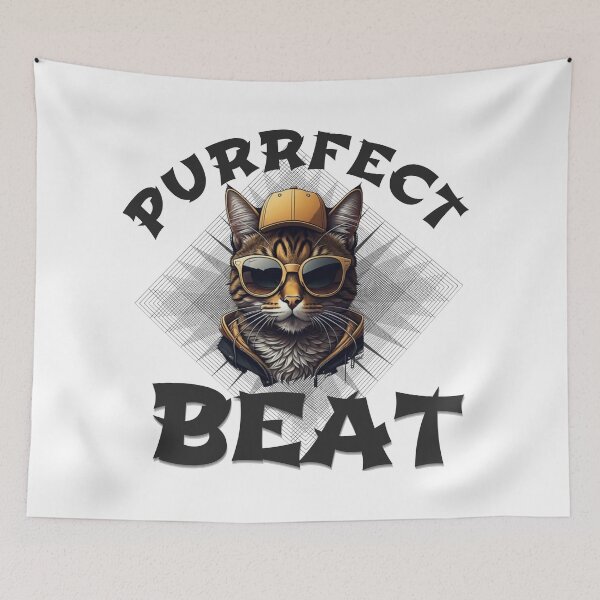 Item preview, Purrfect Beats - Funky Hip-Hop Cat Graphic designed and sold by Hungry-Murphy.