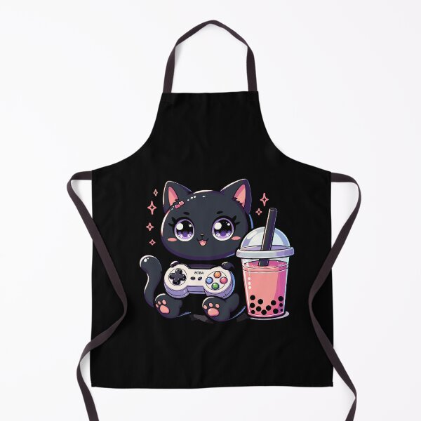 Item preview, Kawaii Black Cat Drinking Boba Tea Bubble Tea,Gamer Girl,Kawaii Neko Cat Playing Game designed and sold by Inno-Ink.