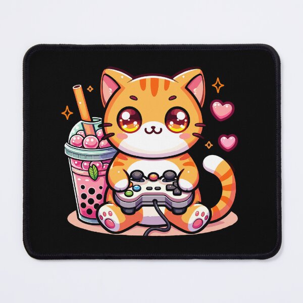 Item preview, Kawaii Orange Cat Drinking Boba Tea Bubble Tea,Gamer Girl,Kawaii Neko Cat Playing Game  designed and sold by Inno-Ink.