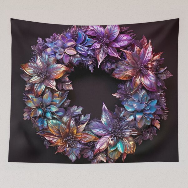Item preview, colorful iridescent holiday christmas wreath designed and sold by dcrc.