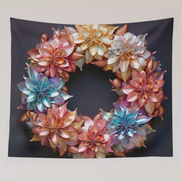 Item preview, colorful iridescent holiday christmas wreath designed and sold by dcrc.