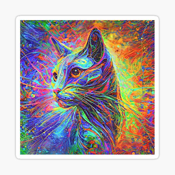 Abstractions of abstract abstraction of cat. DeepDream #1956797221014 Sticker