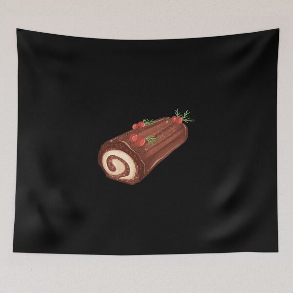 Item preview, Yule log on dark background designed and sold by VintageArtByIda.