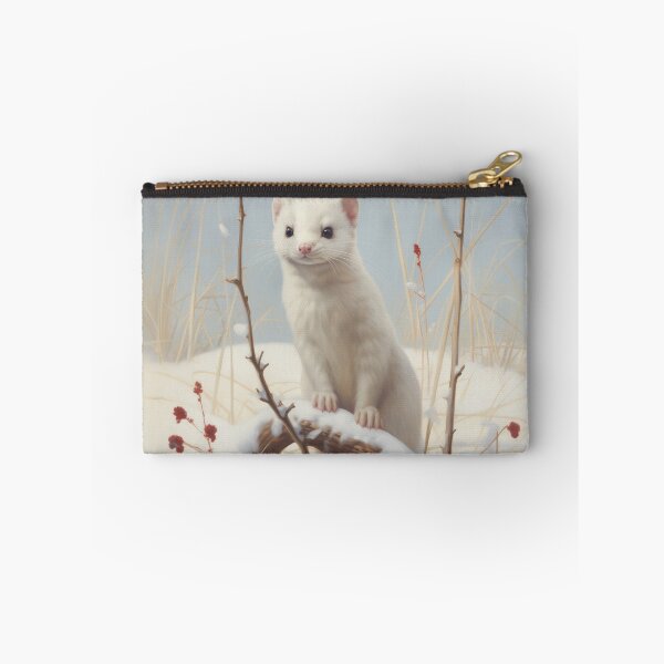 Item preview, cute white winter ermine marten in nature designed and sold by WallyPink.