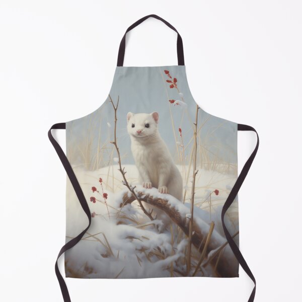 Item preview, cute white winter ermine marten in nature designed and sold by WallyPink.