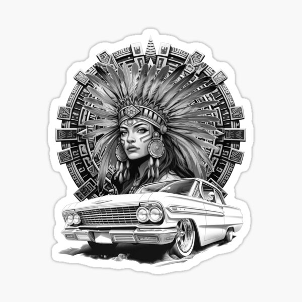 Item preview, Aztec Woman Chicano Mexican Lowrider designed and sold by HechoEnAztlan.
