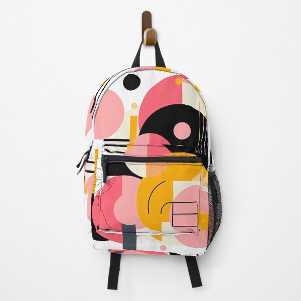 Item preview, Bauhaus Fusion - Sharp Lines & Circular Art in Pink, Yellow, Black designed and sold by PaintbrushPlace.