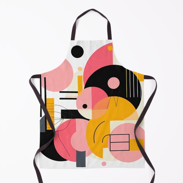 Item preview, Bauhaus Fusion: líneas nítidas y arte circular en rosa, amarillo y negro designed and sold by PaintbrushPlace.