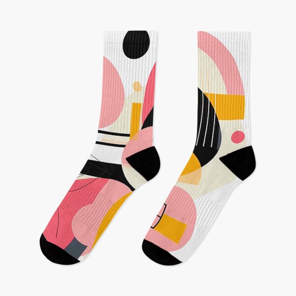Item preview, Bauhaus Fusion - Sharp Lines & Circular Art in Pink, Yellow, Black designed and sold by PaintbrushPlace.