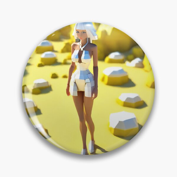 Item preview, doll looking girl wearing white mini dress standing at the yellow desert hills amidst white diamonds  designed and sold by thebitsinc.
