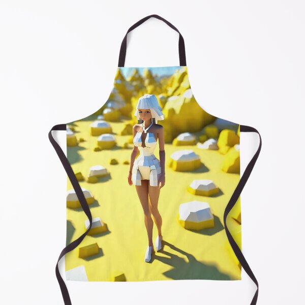Item preview, doll looking girl wearing white mini dress standing at the yellow desert hills amidst white diamonds designed and sold by thebitsinc.