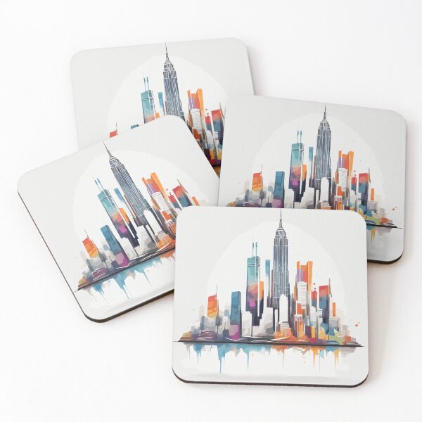 Item preview, Cityscape Serenity Watercolor Skyline Print designed and sold by bvdesignart.
