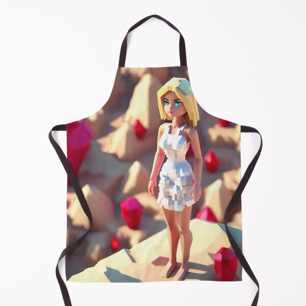 Item preview, doll looking girl wearing white mini dress standing at the desert amidst big ruby gems designed and sold by thebitsinc.
