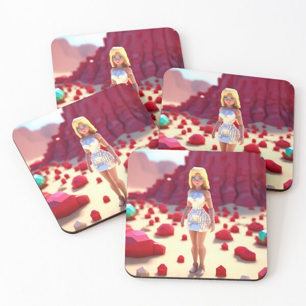 Item preview, doll looking girl wearing white mini dress standing at the desert in front of a hill made of ruby gems designed and sold by thebitsinc.