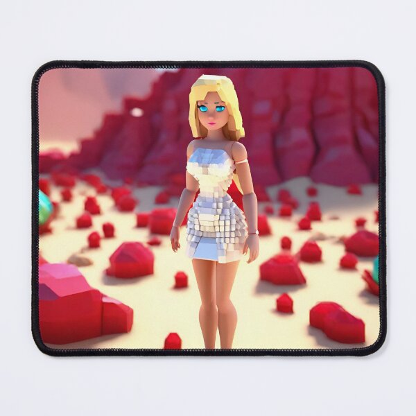 Item preview, doll looking girl wearing white mini dress standing at the desert in front of a hill made of ruby gems designed and sold by thebitsinc.