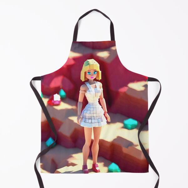 Item preview, doll looking girl wearing white mini dress standing at the desert amidst big ruby and sapphire gems designed and sold by thebitsinc.