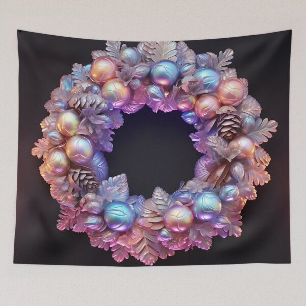 Item preview, colorful iridescent holiday christmas wreath designed and sold by dcrc.