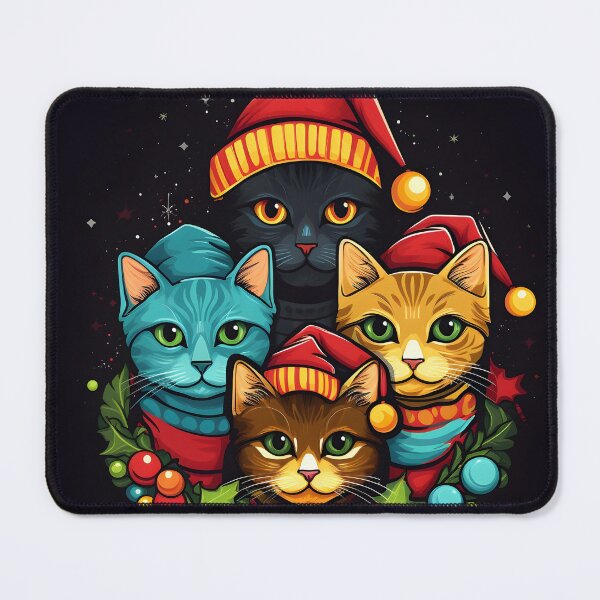 Item preview, Colorful Holiday Christmas cats designed and sold by dcrc.