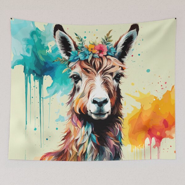 Item preview, llama vivid colors fine art designed and sold by Niktarka.