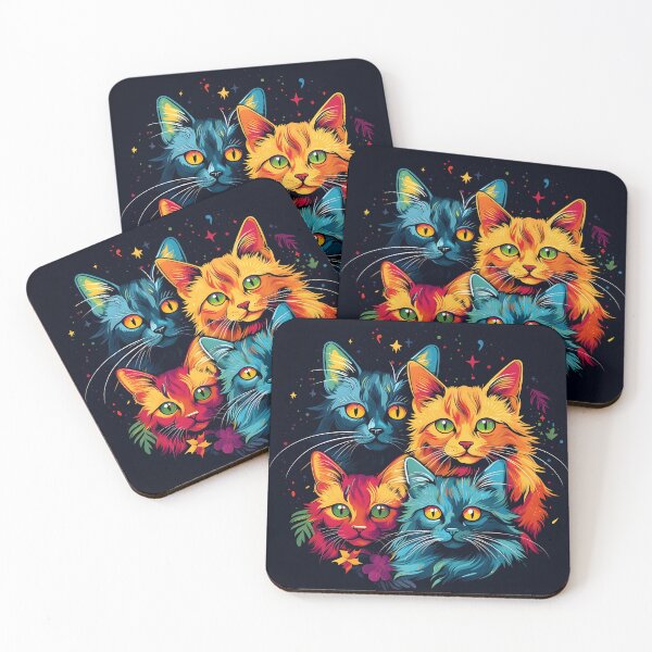 Item preview, Colorful Holiday Christmas cats designed and sold by dcrc.