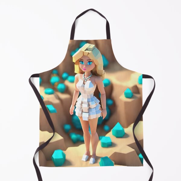 Item preview, doll looking girl wearing white mini dress standing at the desert amidst big blue sapphire gems designed and sold by thebitsinc.