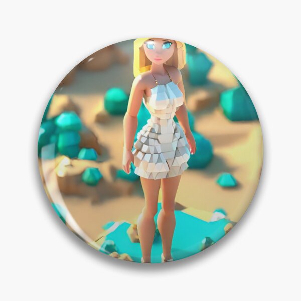Item preview, doll looking girl wearing white mini dress standing at the desert atop a blue sapphire hill amidst big blue sapphire gems designed and sold by thebitsinc.