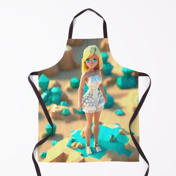 Item preview, doll looking girl wearing white mini dress standing at the desert atop a blue sapphire hill amidst big blue sapphire gems designed and sold by thebitsinc.