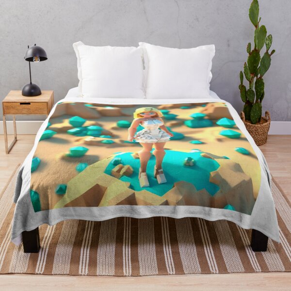 Item preview, doll looking girl wearing white mini dress standing at the desert atop a blue sapphire hill amidst big blue sapphire gems designed and sold by thebitsinc.
