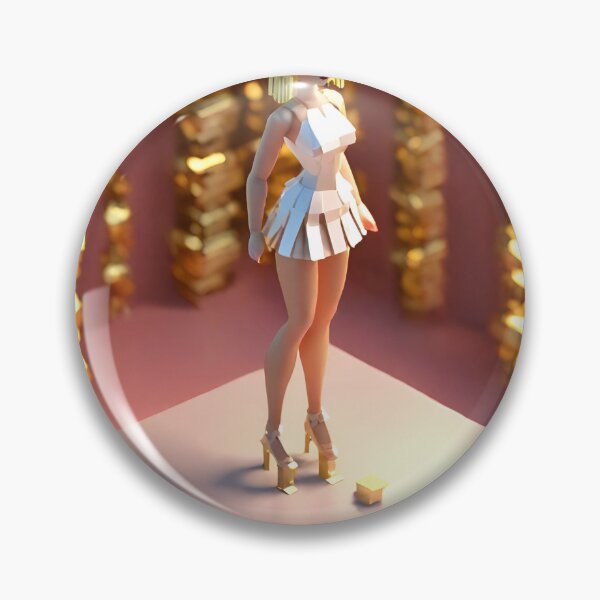 Item preview, doll looking girl wearing white mini dress standing atop a rose gold stage amidst golden decorated pillars designed and sold by thebitsinc.