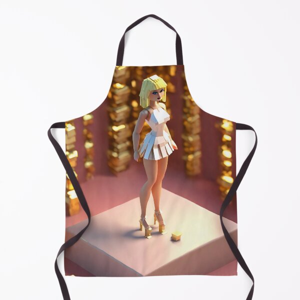 Item preview, doll looking girl wearing white mini dress standing atop a rose gold stage amidst golden decorated pillars designed and sold by thebitsinc.