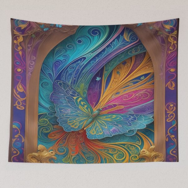 Item preview, Butterfly Art Nouveau Painting designed and sold by druidwolfart.