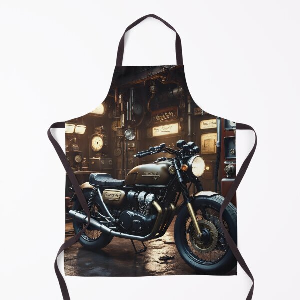 Item preview, 1920 motor cycle in a steampunk gas station detailed matte painting, deep colour designed and sold by Random Designs.