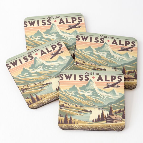 Item preview, Visit the Swiss Alps Vintage Travel Design designed and sold by visionaryprint.
