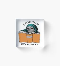Horror Book Fiend Avid Reader Art Acrylic Block