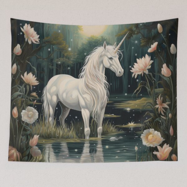 Item preview, The last unicorn Lady Amalthea in the moonlight designed and sold by WallyPink.