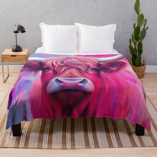 Item preview, Pink Highland Cow Abstract Painting designed and sold by druidwolfart.