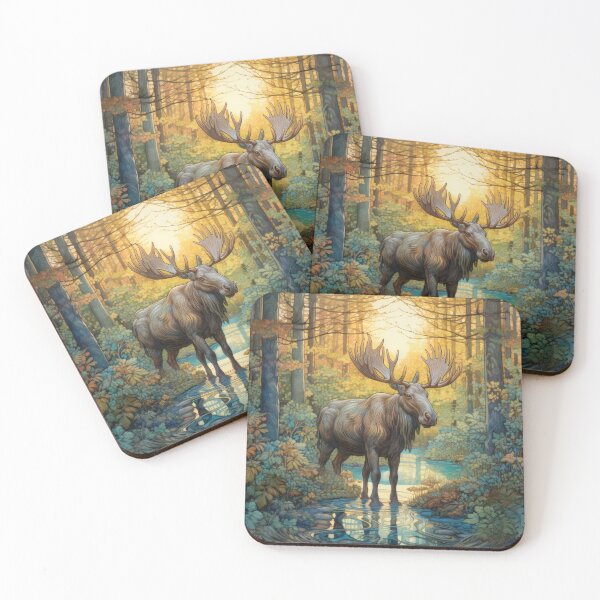Item preview, Canadian moose in the forest in the evening light designed and sold by WallyPink.