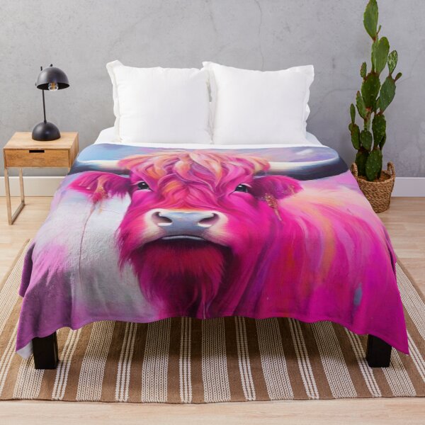 Item preview, Pink Highland Cow Abstract Painting designed and sold by druidwolfart.